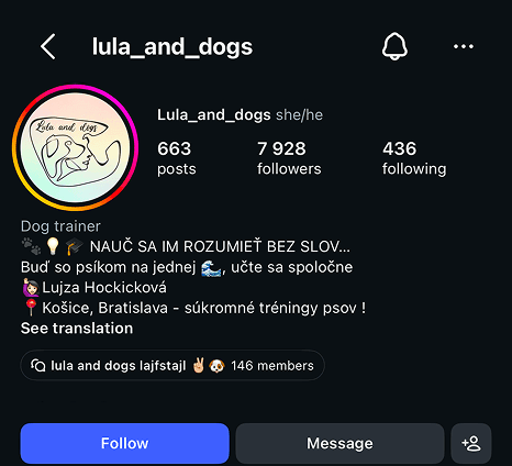 Instagram profil Lula & Dogs
